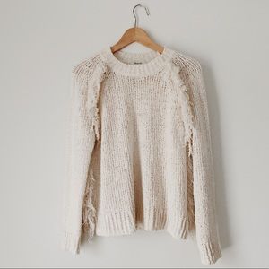 Madewell Cream Fringe Sweater